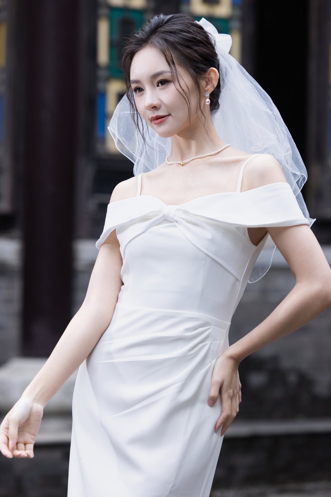 Jin Yuè Ribbon Ruched Maxi Dress