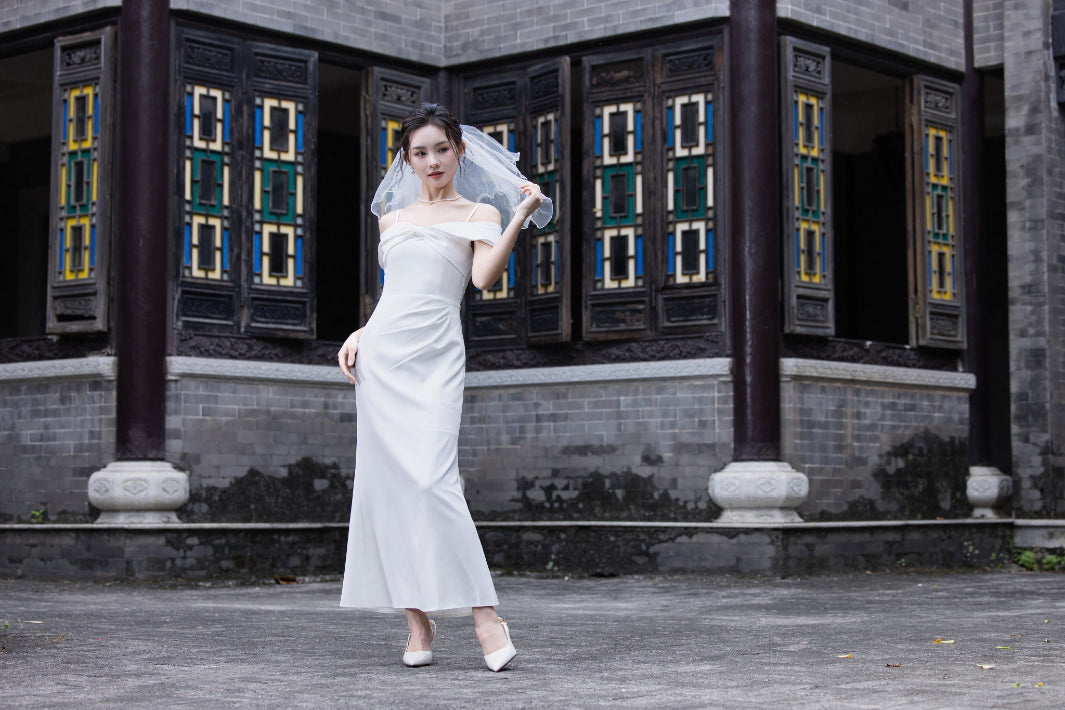 Jin Yuè Ribbon Ruched Maxi Dress