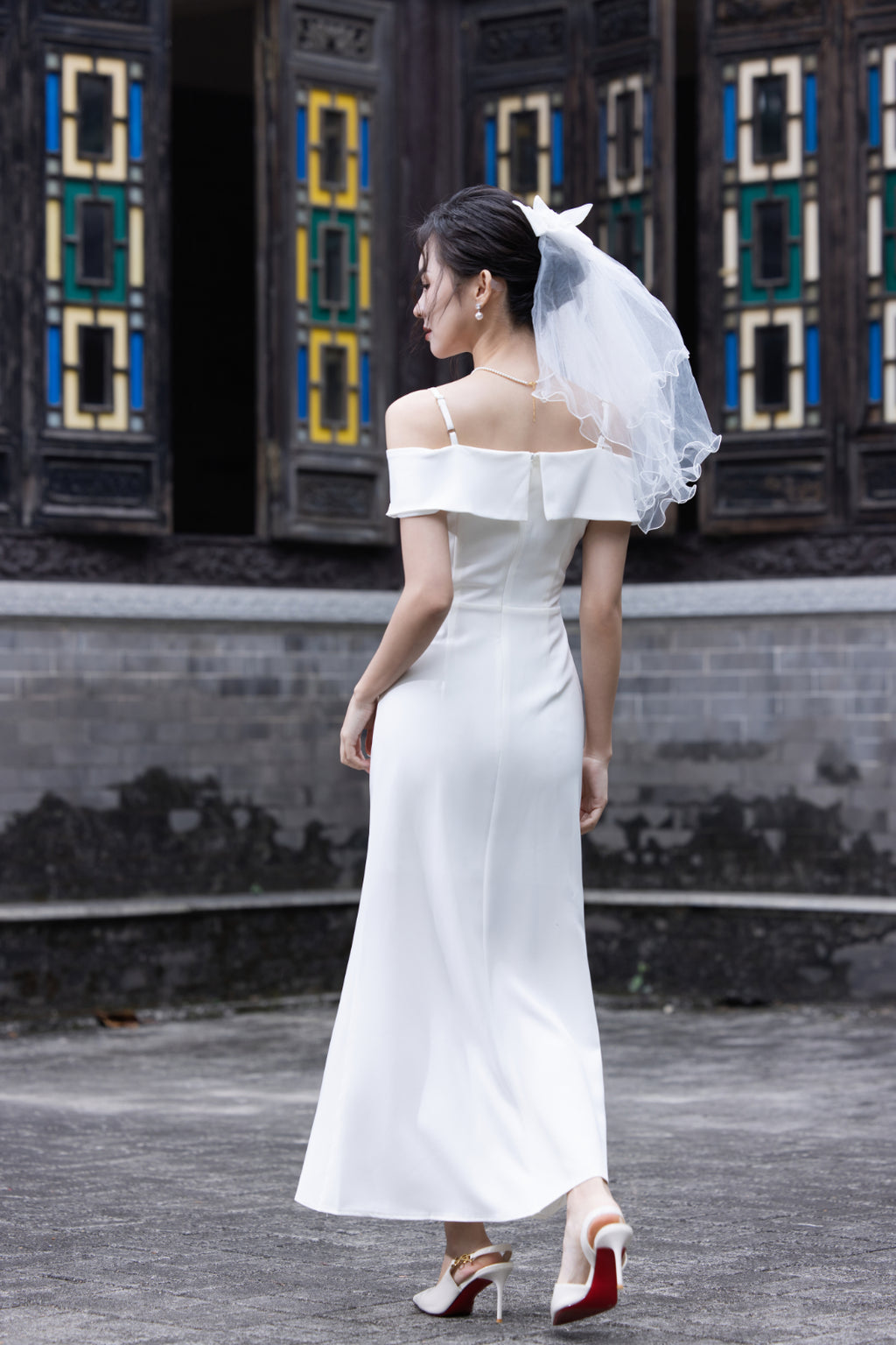 Jin Yuè Ribbon Ruched Maxi Dress