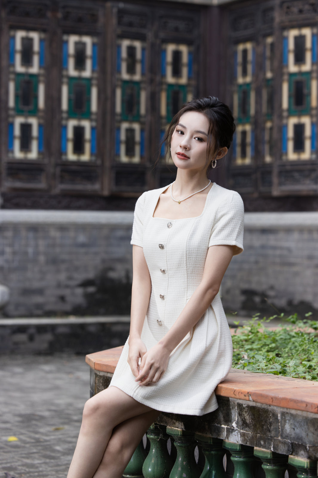 Jin Yuè Tweed British Short Dress