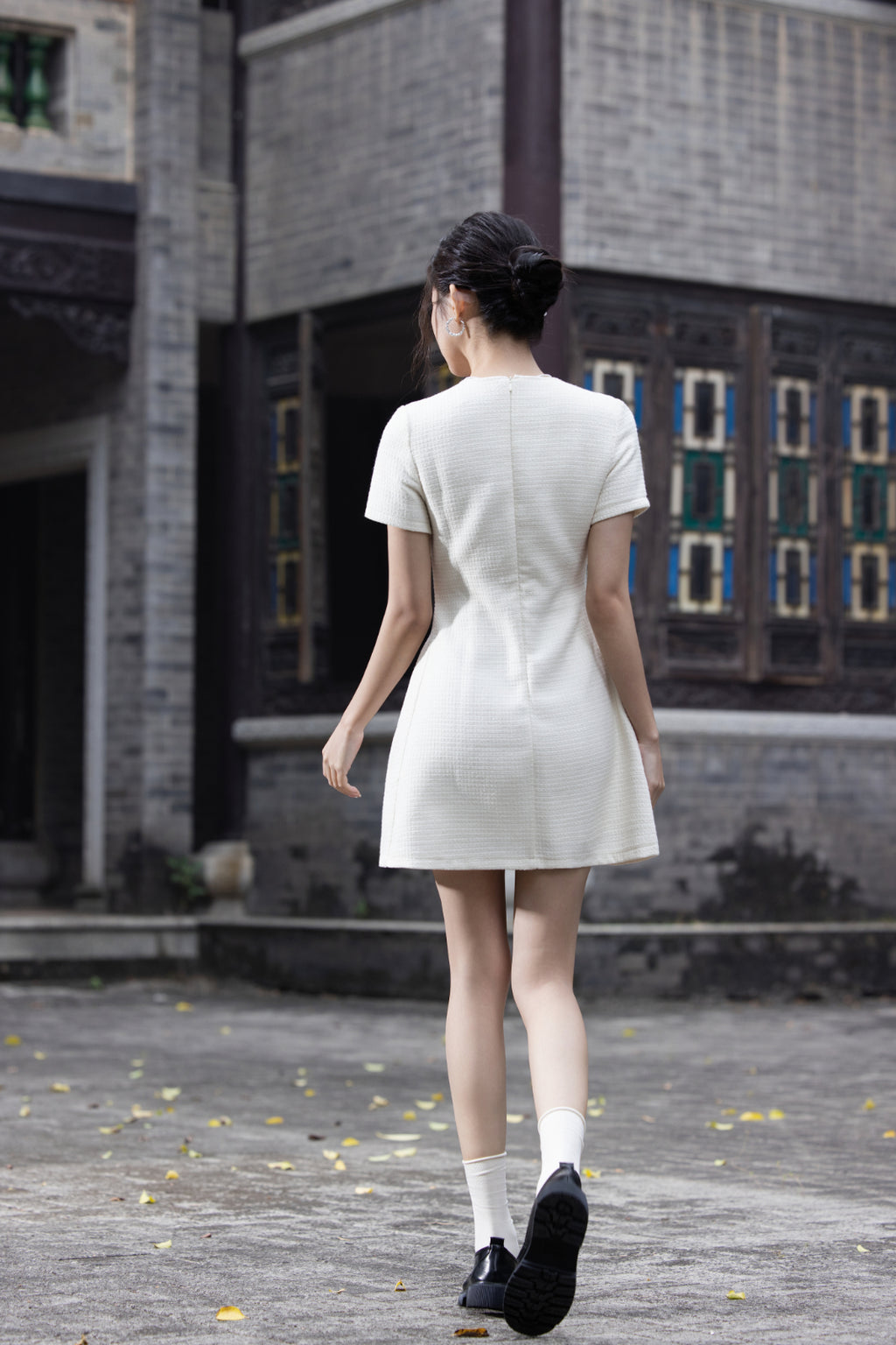 Jin Yuè Tweed British Short Dress