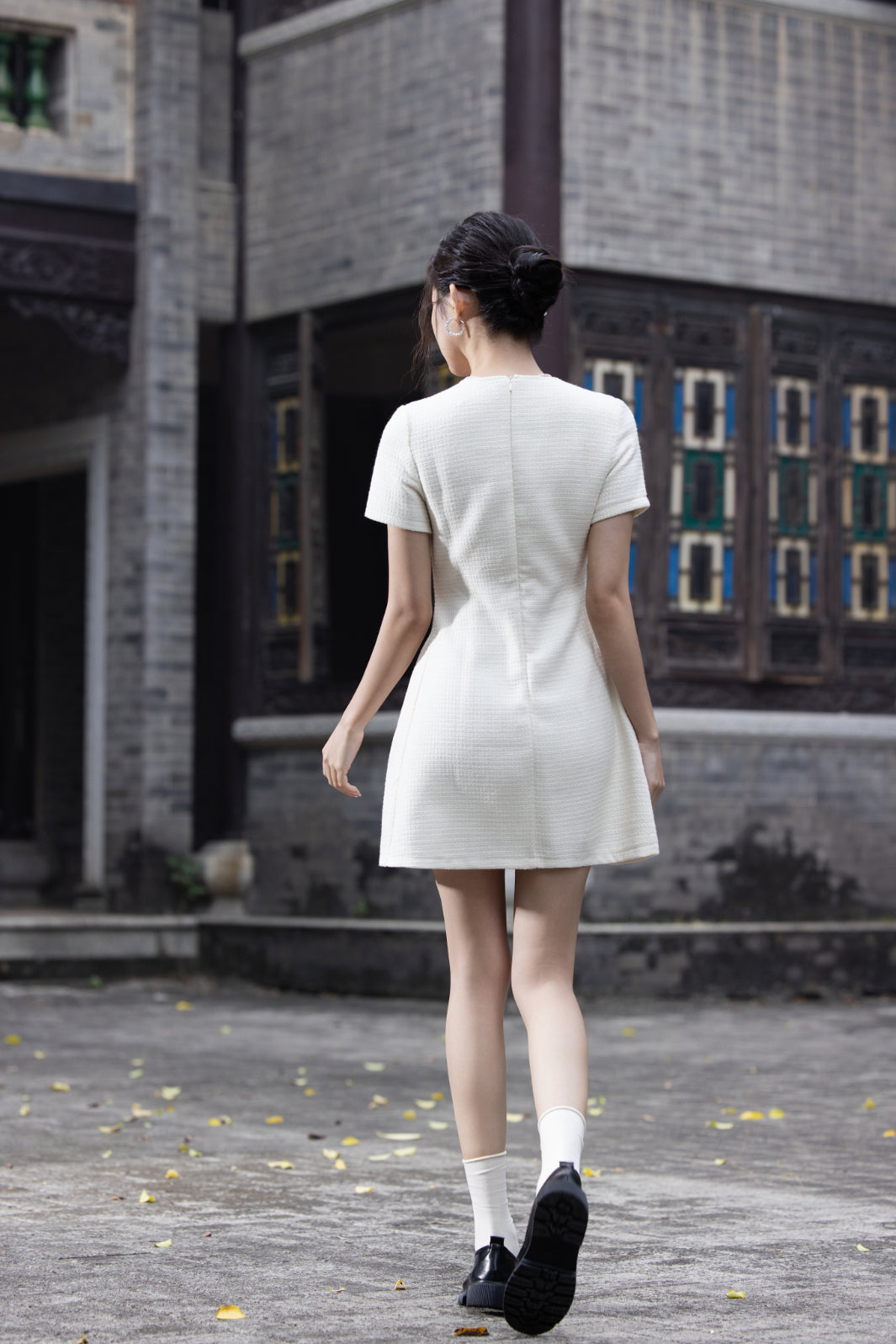 Jin Yuè Tweed British Short Dress