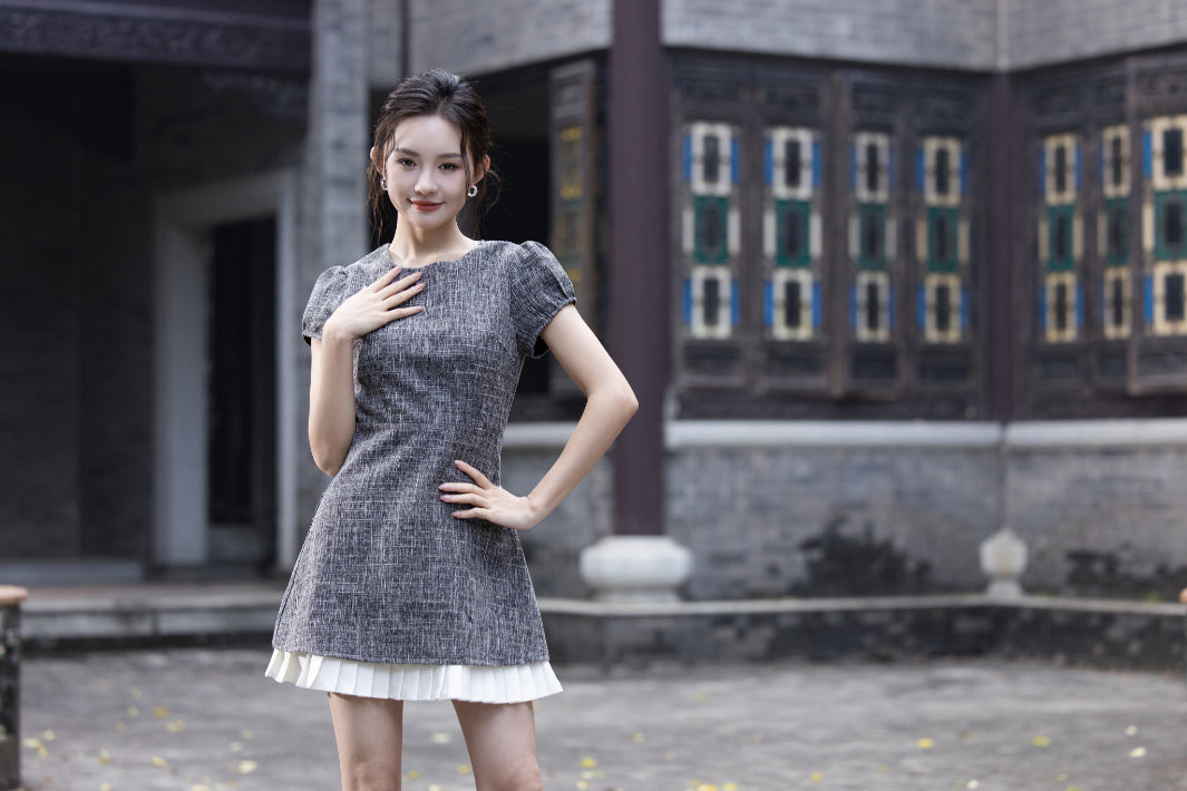 Jin Yuè Ruffled Hem Short Dress