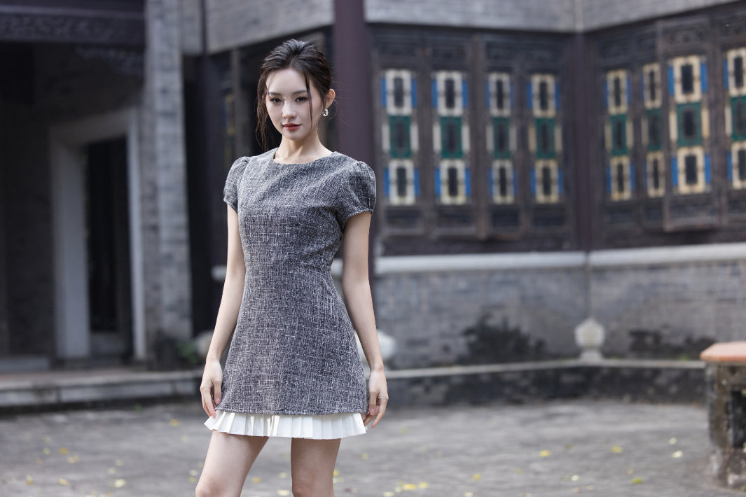 Jin Yuè Ruffled Hem Short Dress