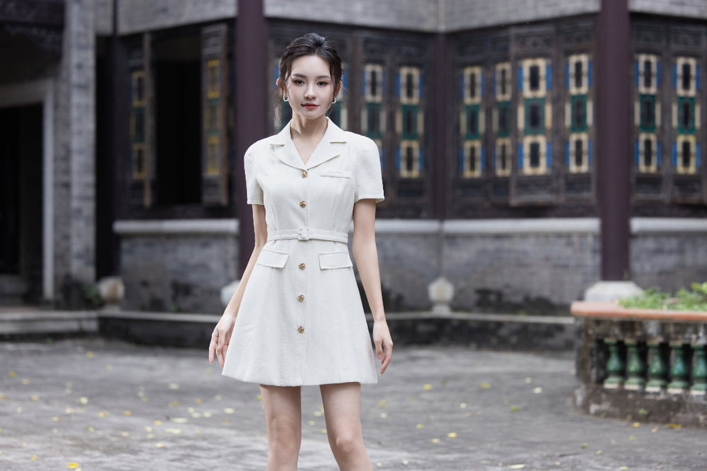 Jin Yuè Button Tailored Short Dress