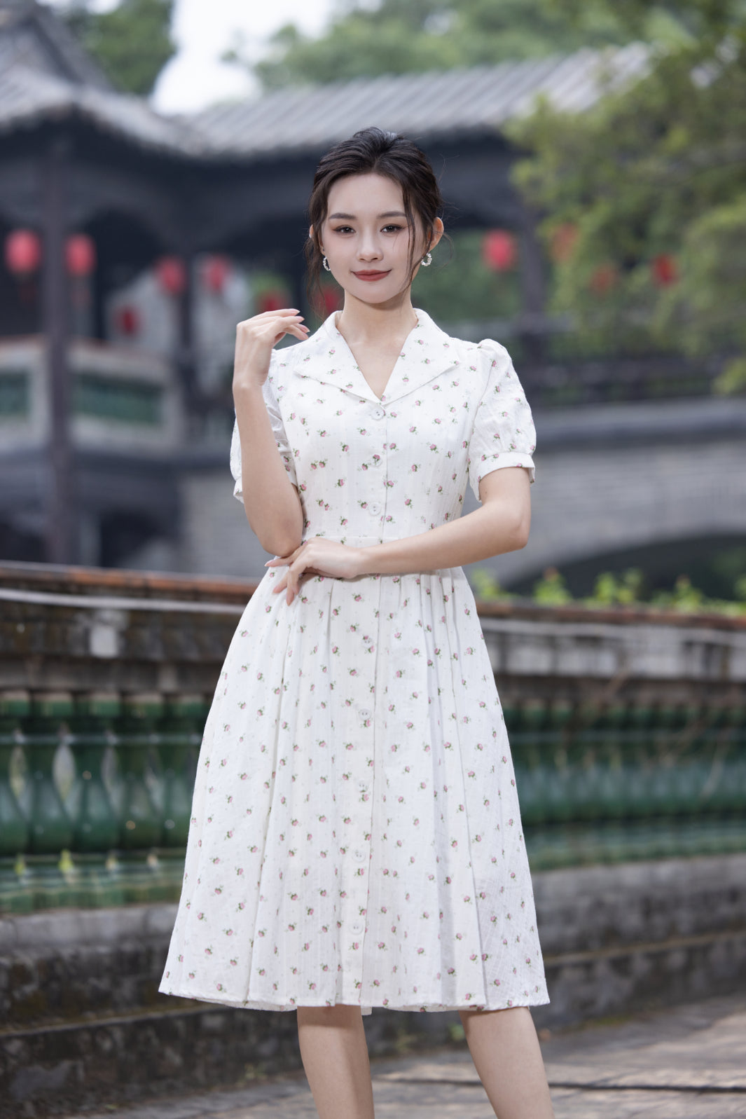 Jin Yuè Vintage Floral Midi Dress