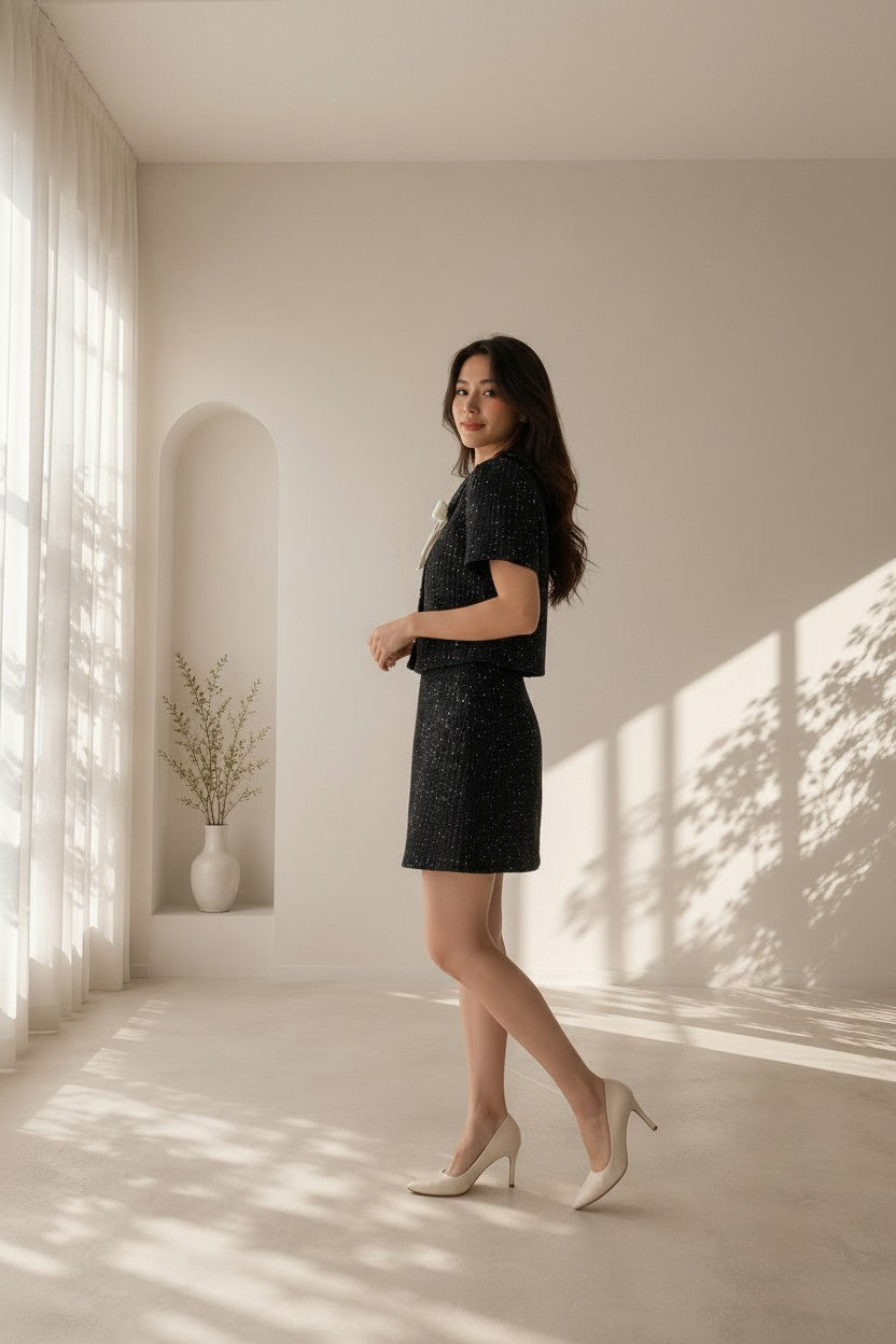 Estelle Bow Tweed Set
