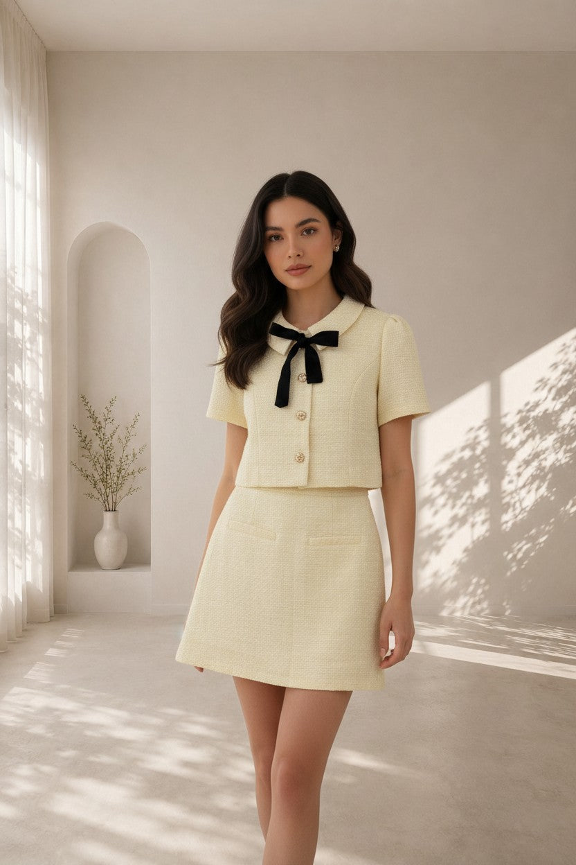 Estelle Bow Tweed Set