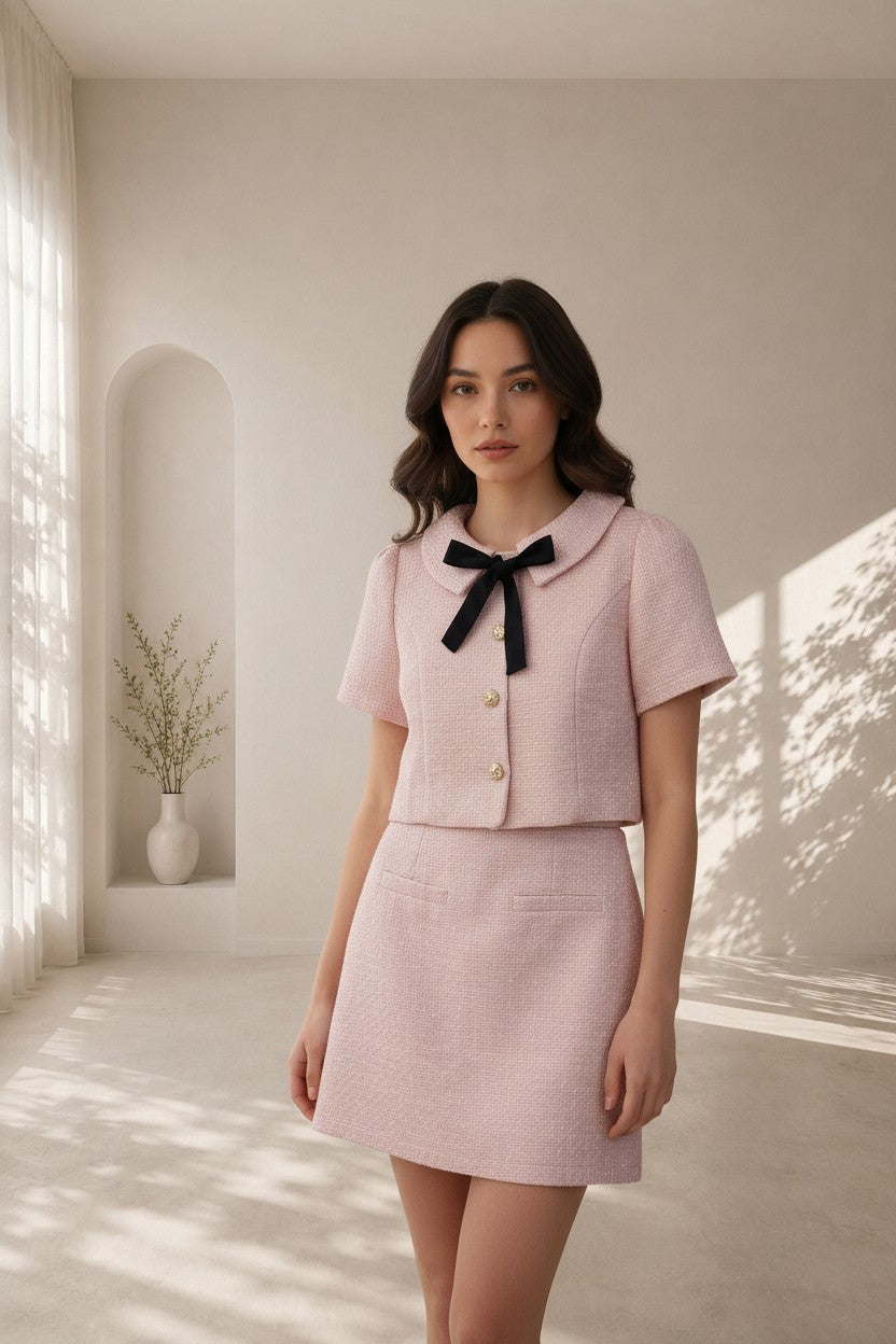 Estelle Bow Tweed Set