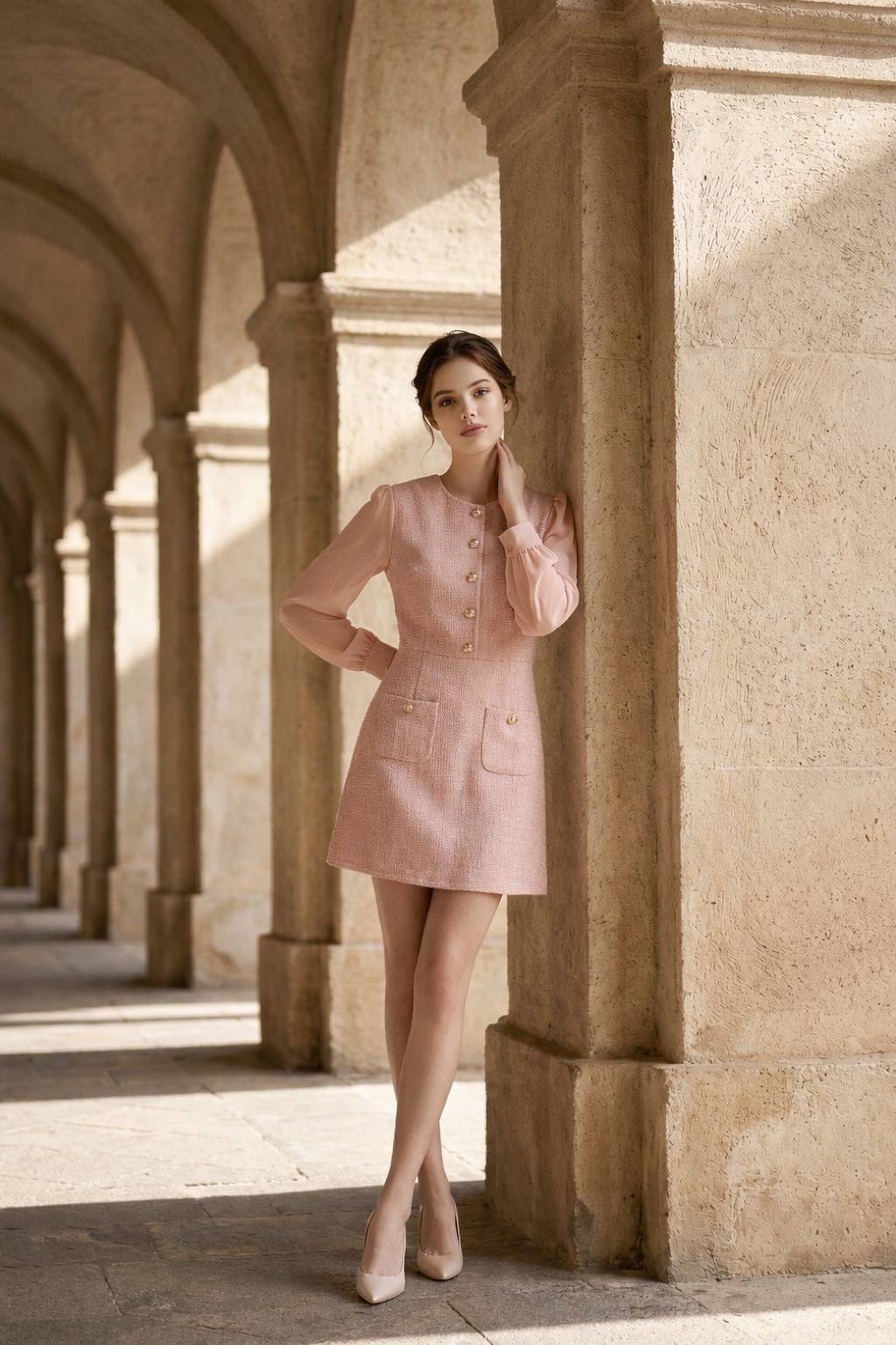 Camille Chiffon Sleeves Short Dress