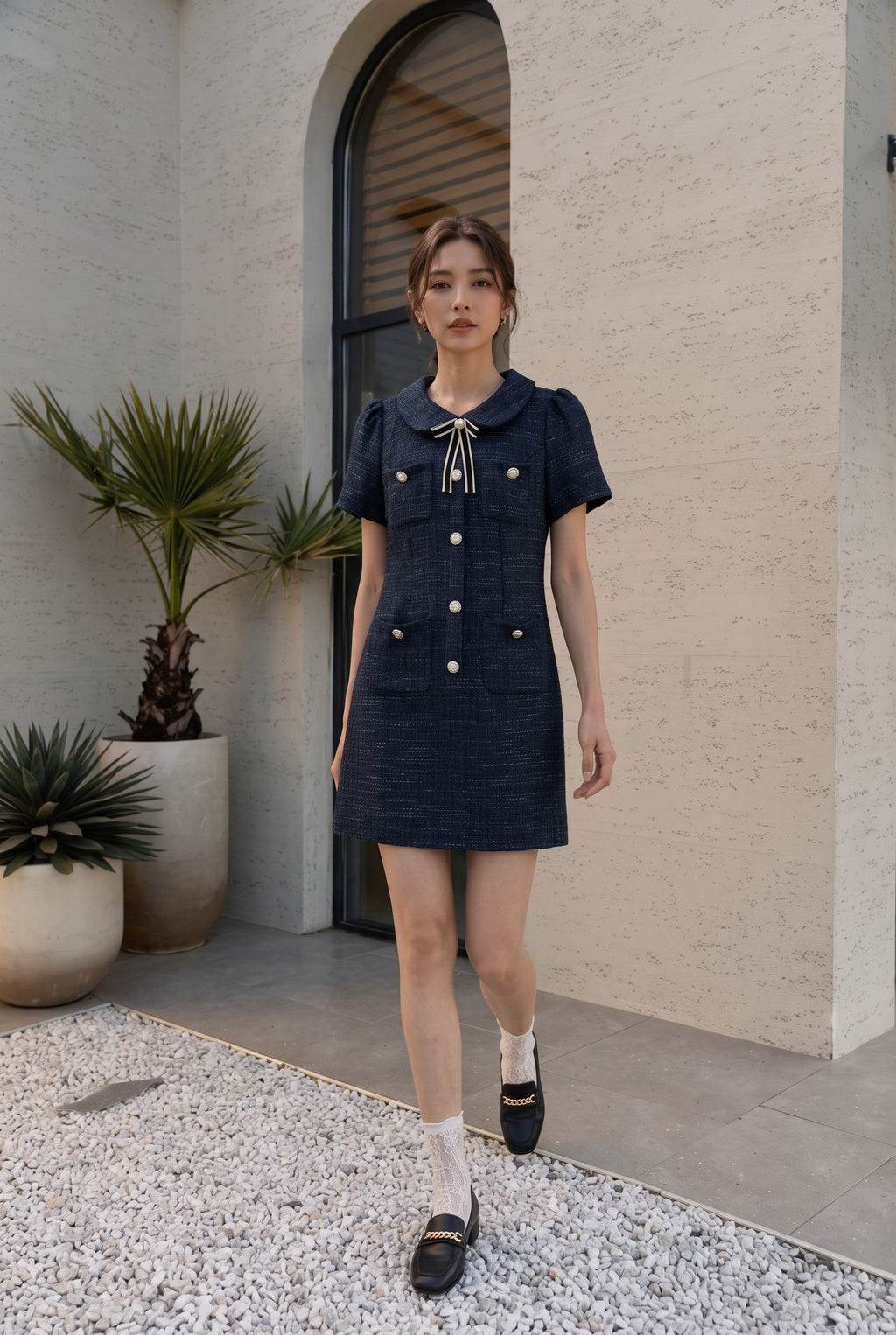 Mia Noir Bow Short Dress