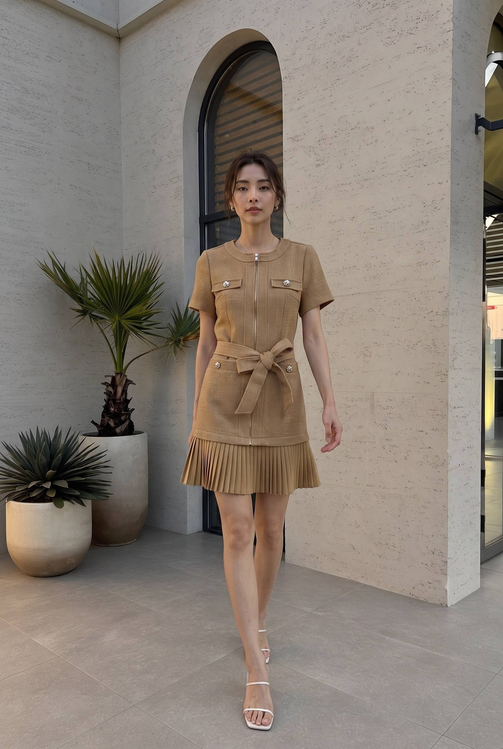 Mia Pleated Hem Short Dress