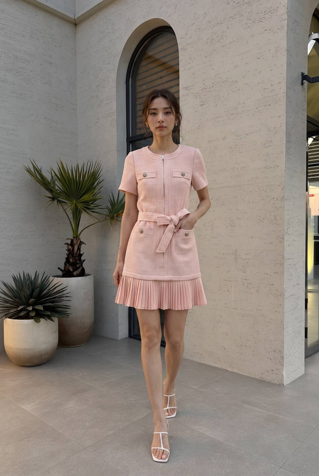 Mia Pleated Hem Short Dress