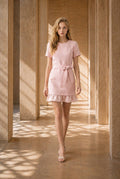 Lora Ruffled Hem Tweed Short Dress