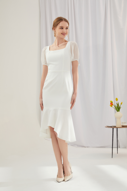 Alisa Lovely Puff Sleeve Midi Dress