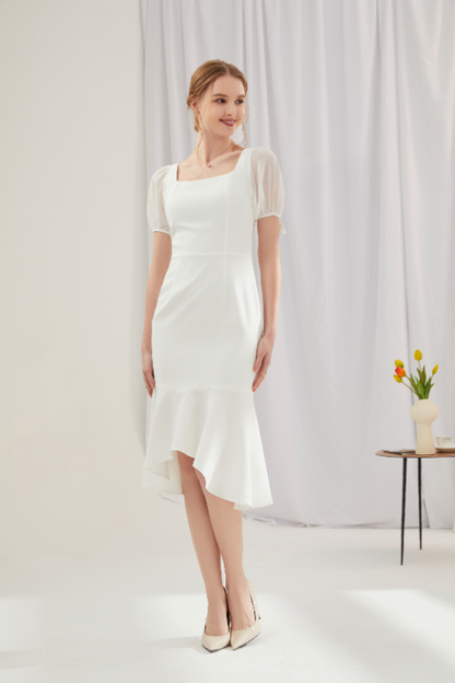 Alisa Lovely Puff Sleeve Midi Dress