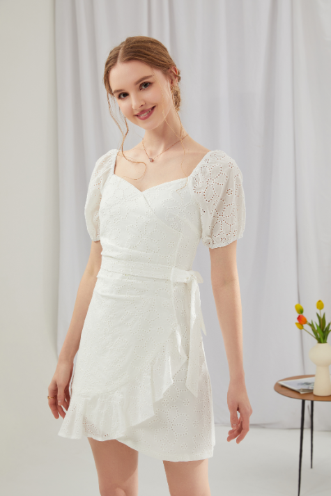 Alisa Eyelet Puff Sleeve Dress