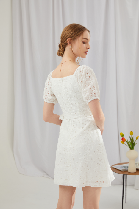 Alisa Eyelet Puff Sleeve Dress