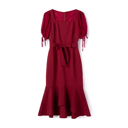 Alisa Lovely Puff Sleeve Midi Dress