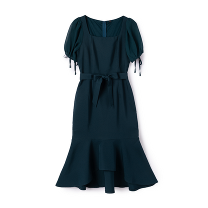 Alisa Lovely Puff Sleeve Midi Dress