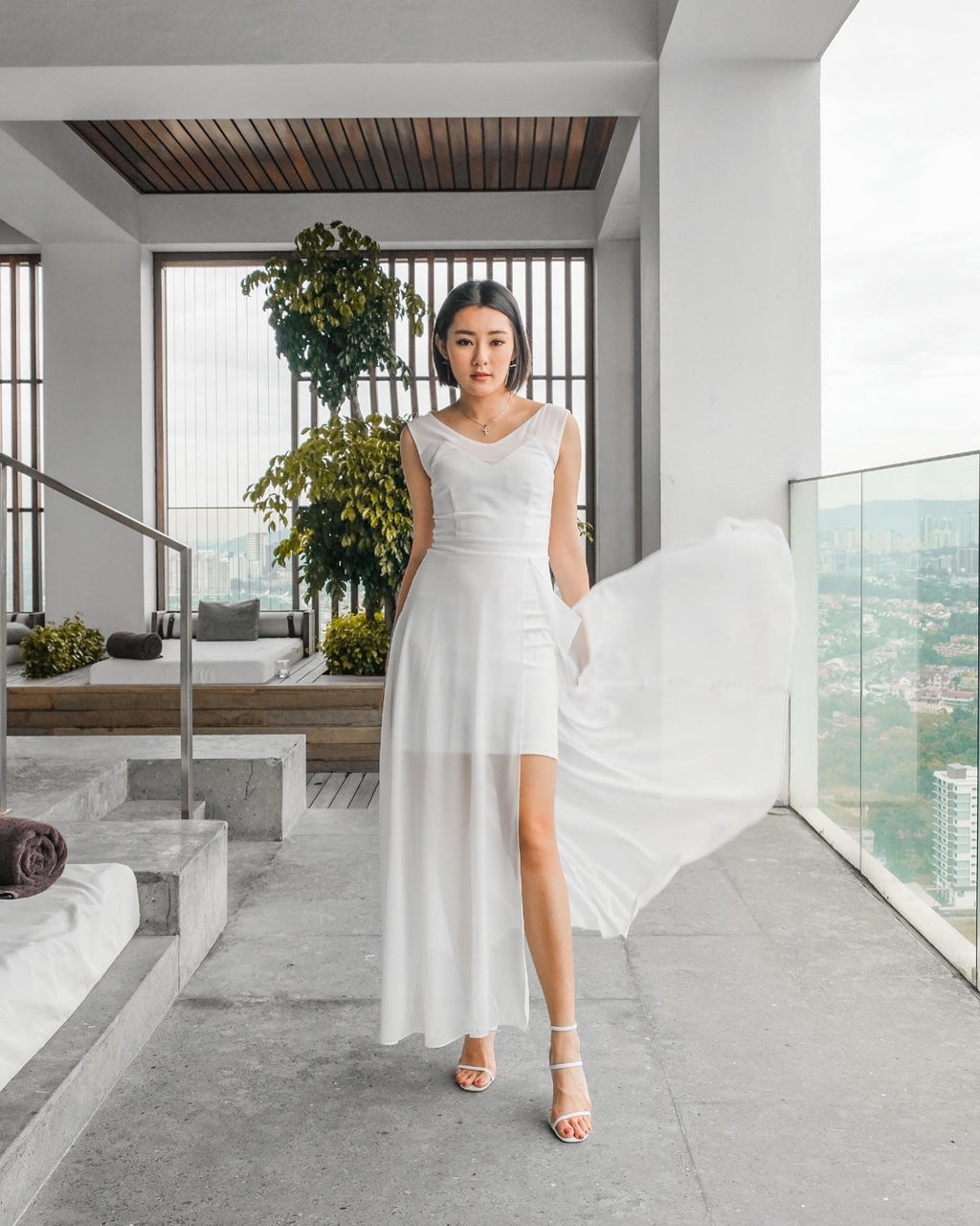 Shanny V Shoulder Long Dress