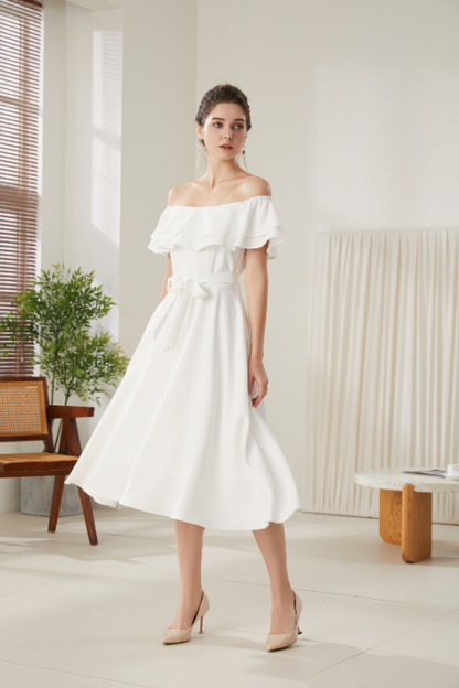 Fiona Valentine's Off Shoulder Midi Dress