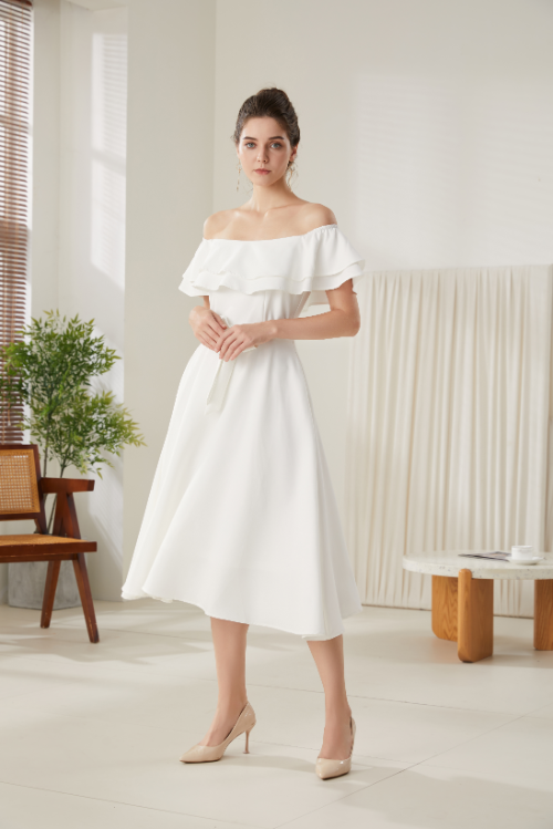 Fiona Valentine's Off Shoulder Midi Dress