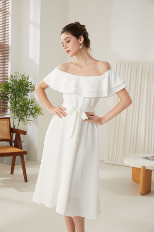 Fiona Valentine's Off Shoulder Midi Dress