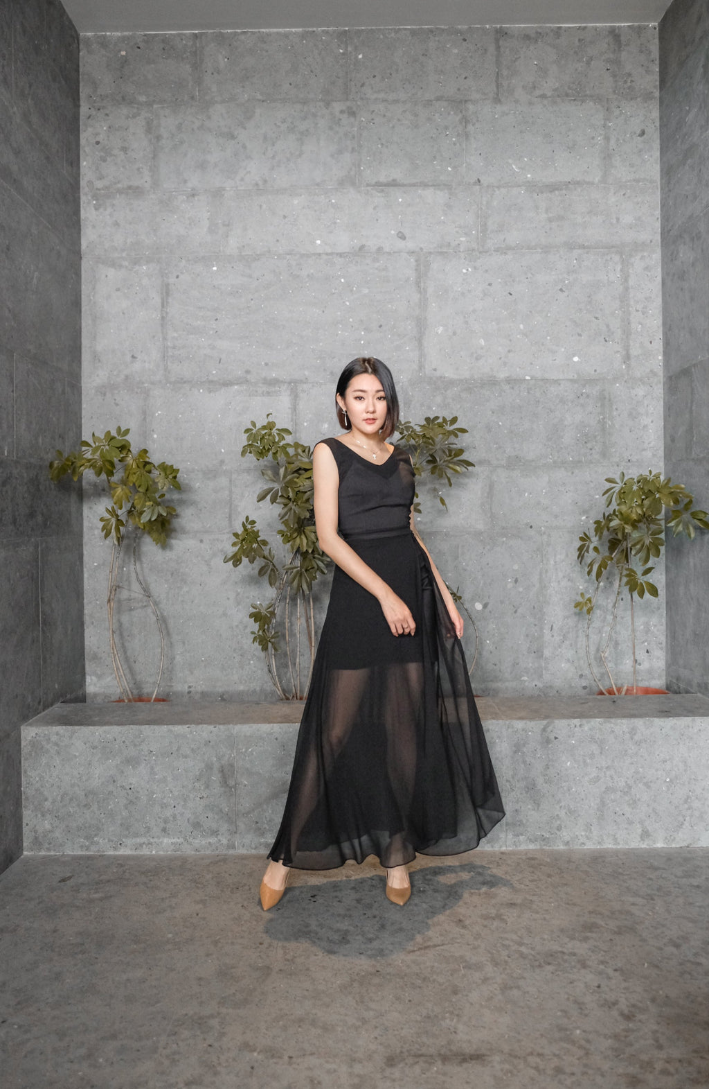 Shanny V Shoulder Long Dress